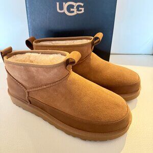 NIB UGGS AUSTRALIA UGG CLASSIC ULTRA MINI LENNOX BOOTS CHESTNUT 9 MENS